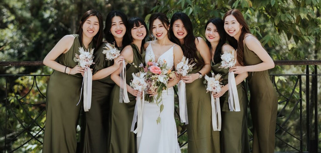 bridal party at a wedding reception at the chateau spa organic wellness resort