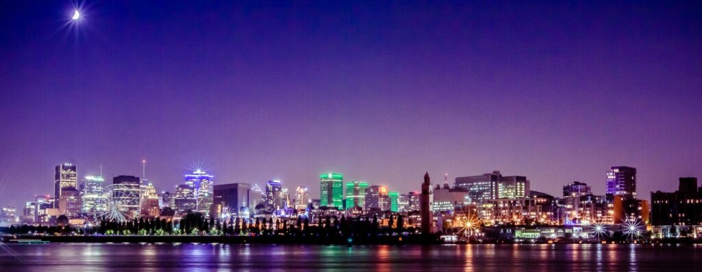 Beautiful evening shot of Montreal from the water
