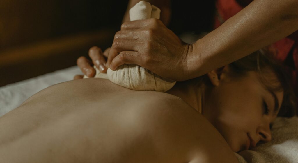 close up of a lady enjoying a spa massage